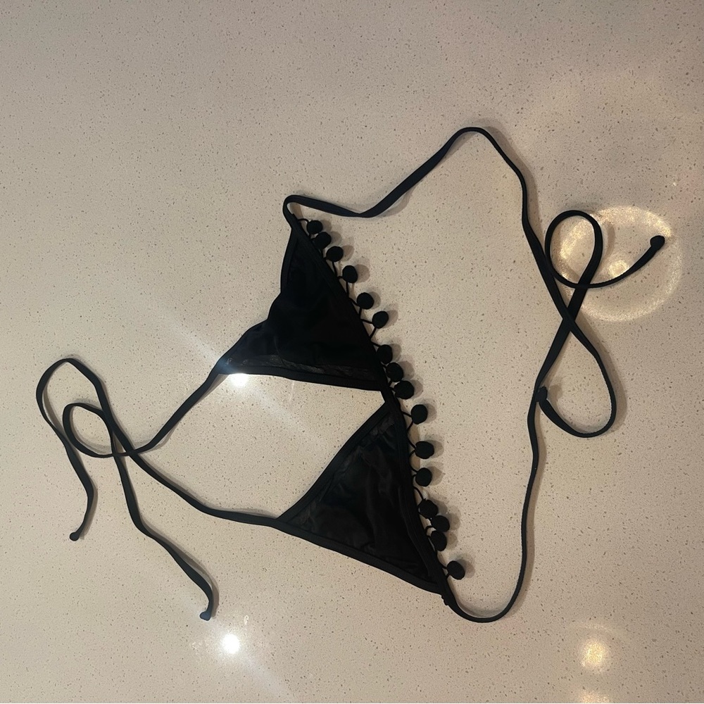 Tularosa Black Pom Poms Bikini Top - Picture 3 of 6